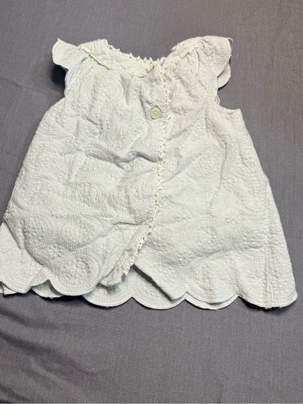 Catherine Malandrino Mint Eyelet Baby Dress with Bow